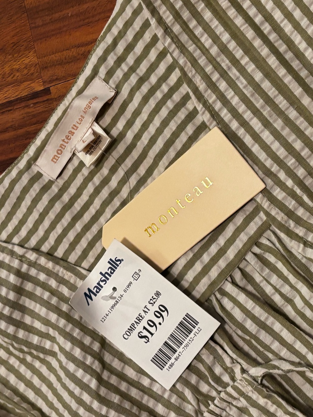 Monteau Beige and White Striped Sleeveless Jumpsuit - Picture 3 of 5